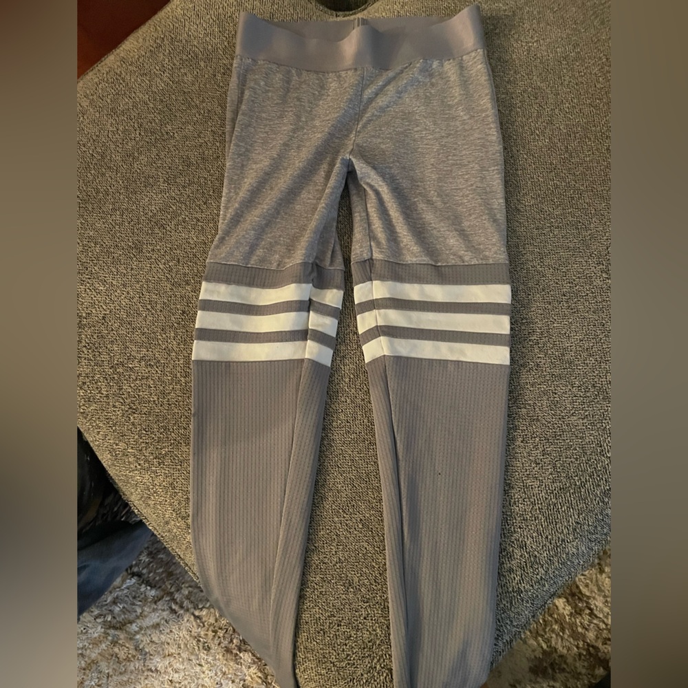 Bombshell Sportswear Gray Leggings with White Stripes